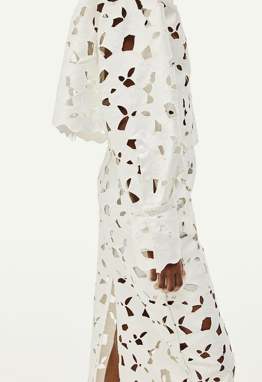 H&M - Broderie anglaise satin skirt - white
