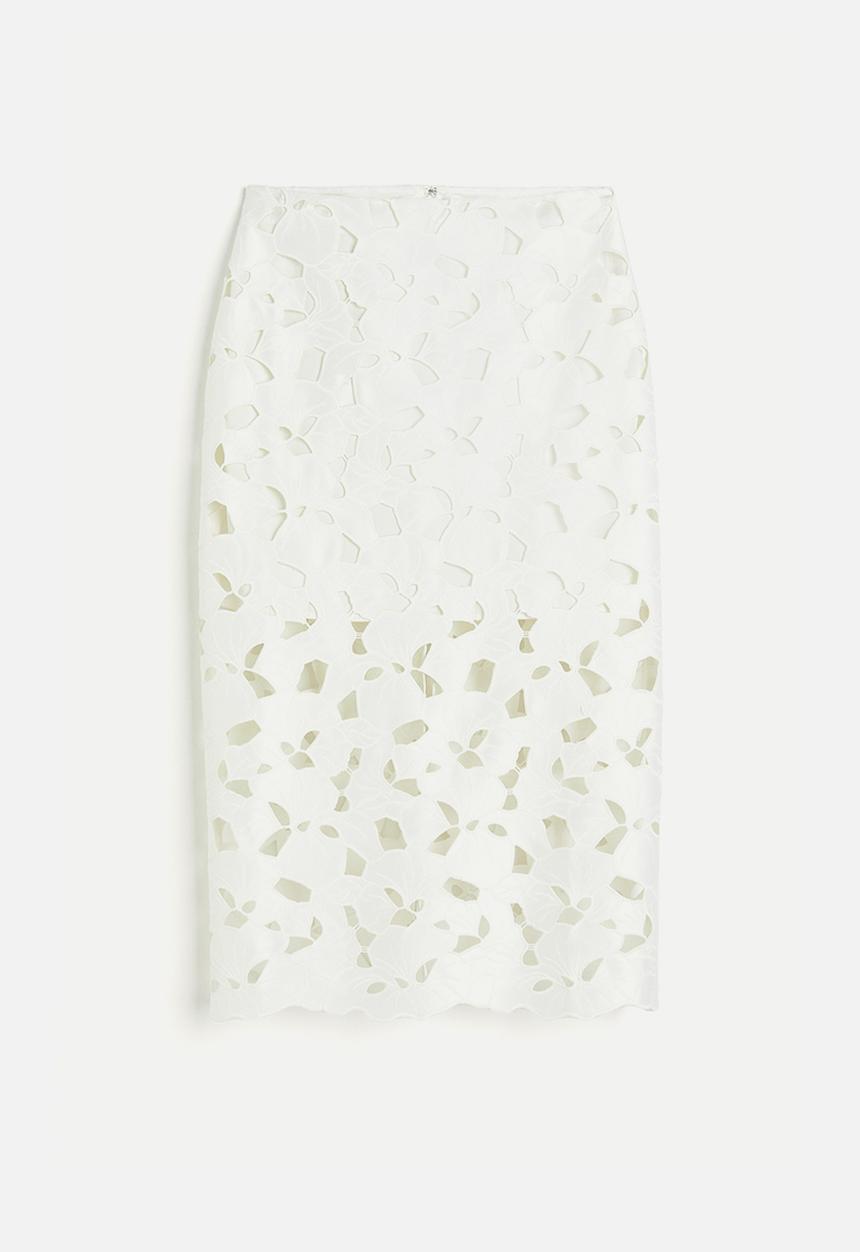 H&M - Broderie anglaise satin skirt - white