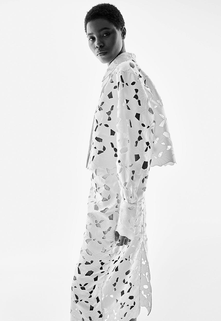 H&M - Broderie anglaise satin skirt - white