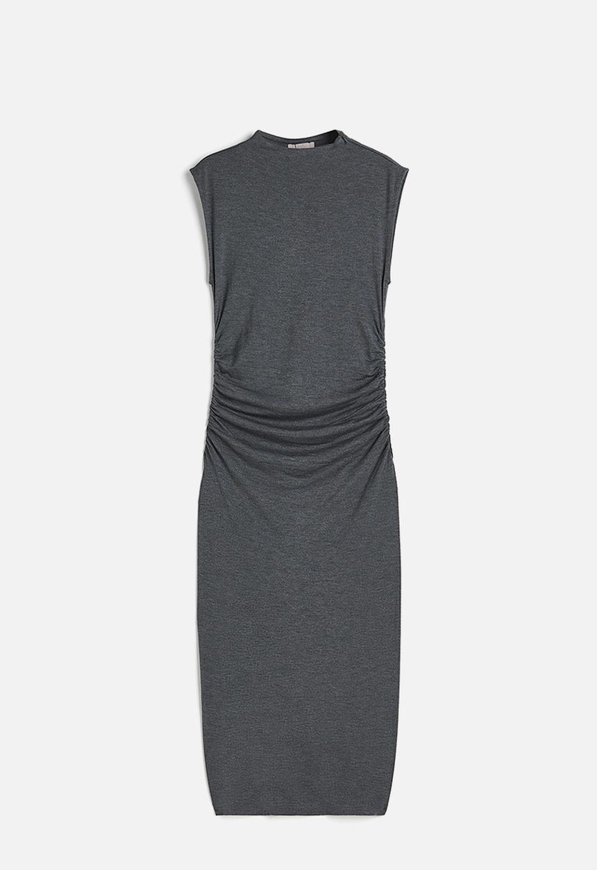H&M - Gathered bodycon dress - dark grey marl