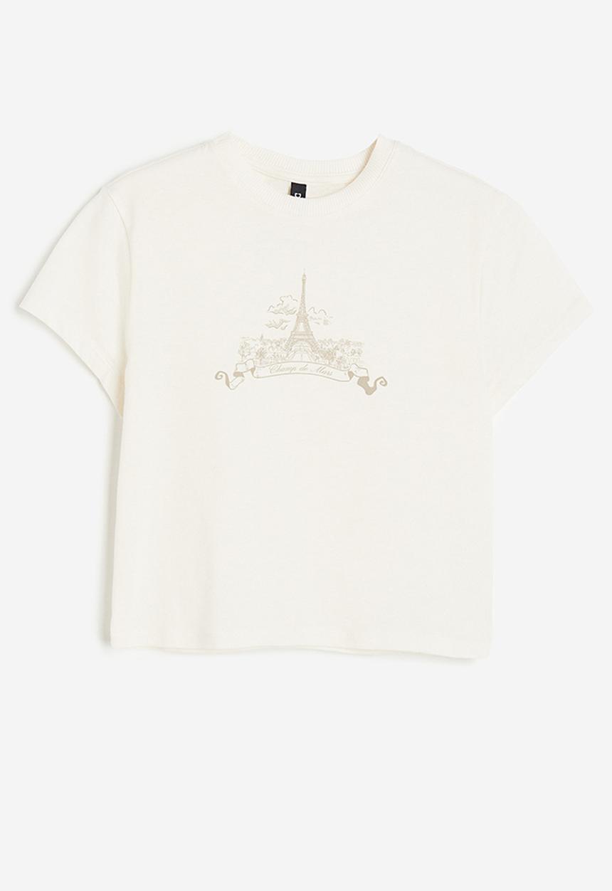 H&M - Printed t-shirt - cream champ de mars