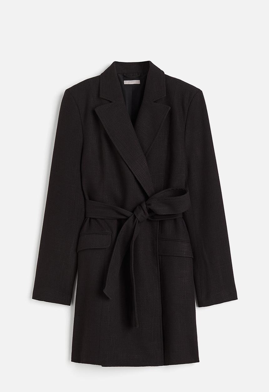 H&M - Tie-belt blazer dress - black