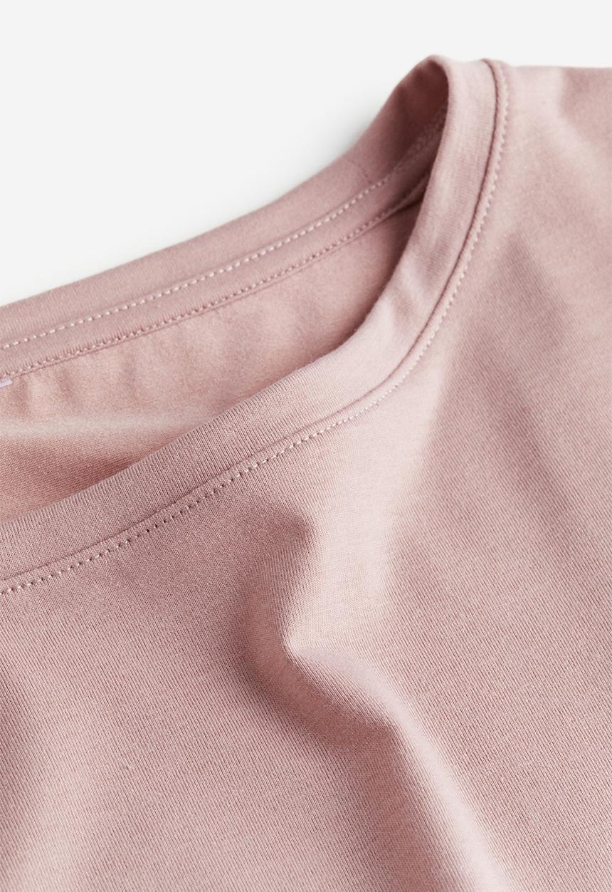 H&M - Sheer boat-neck top - dusty pink marl 