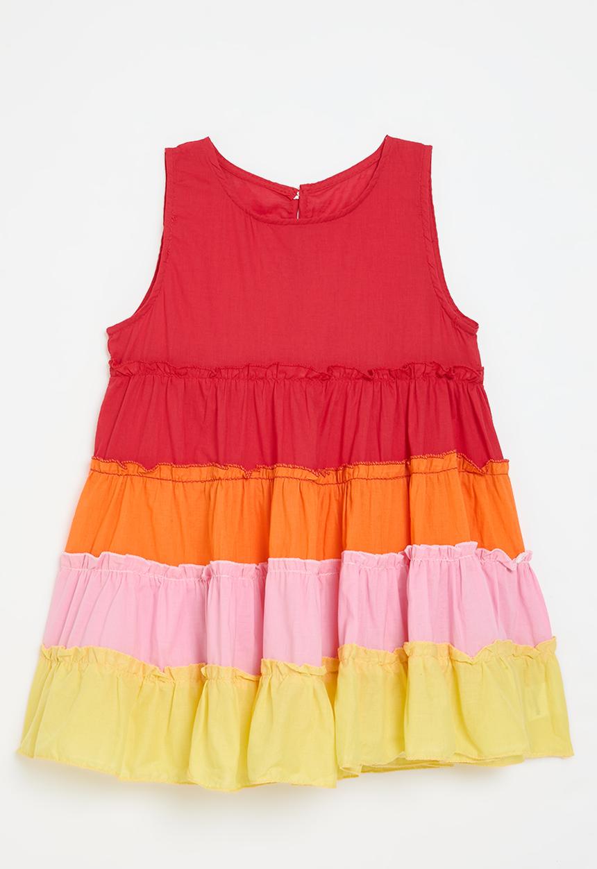 Pop Candy - Colour block tiered dress - multi