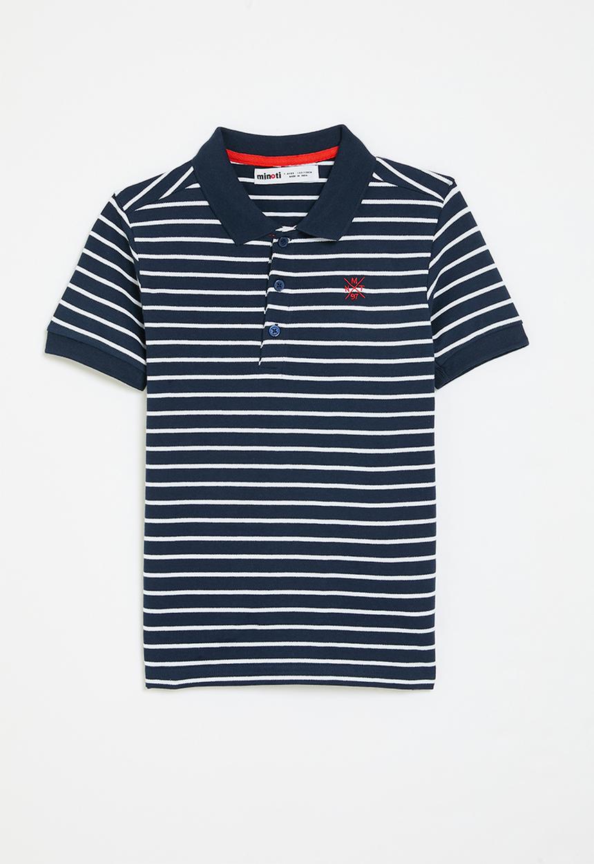 MINOTI - Y/dyed pique polo - navy