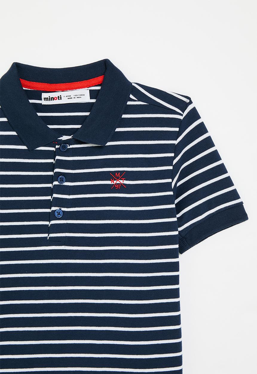 MINOTI - Y/dyed pique polo - navy