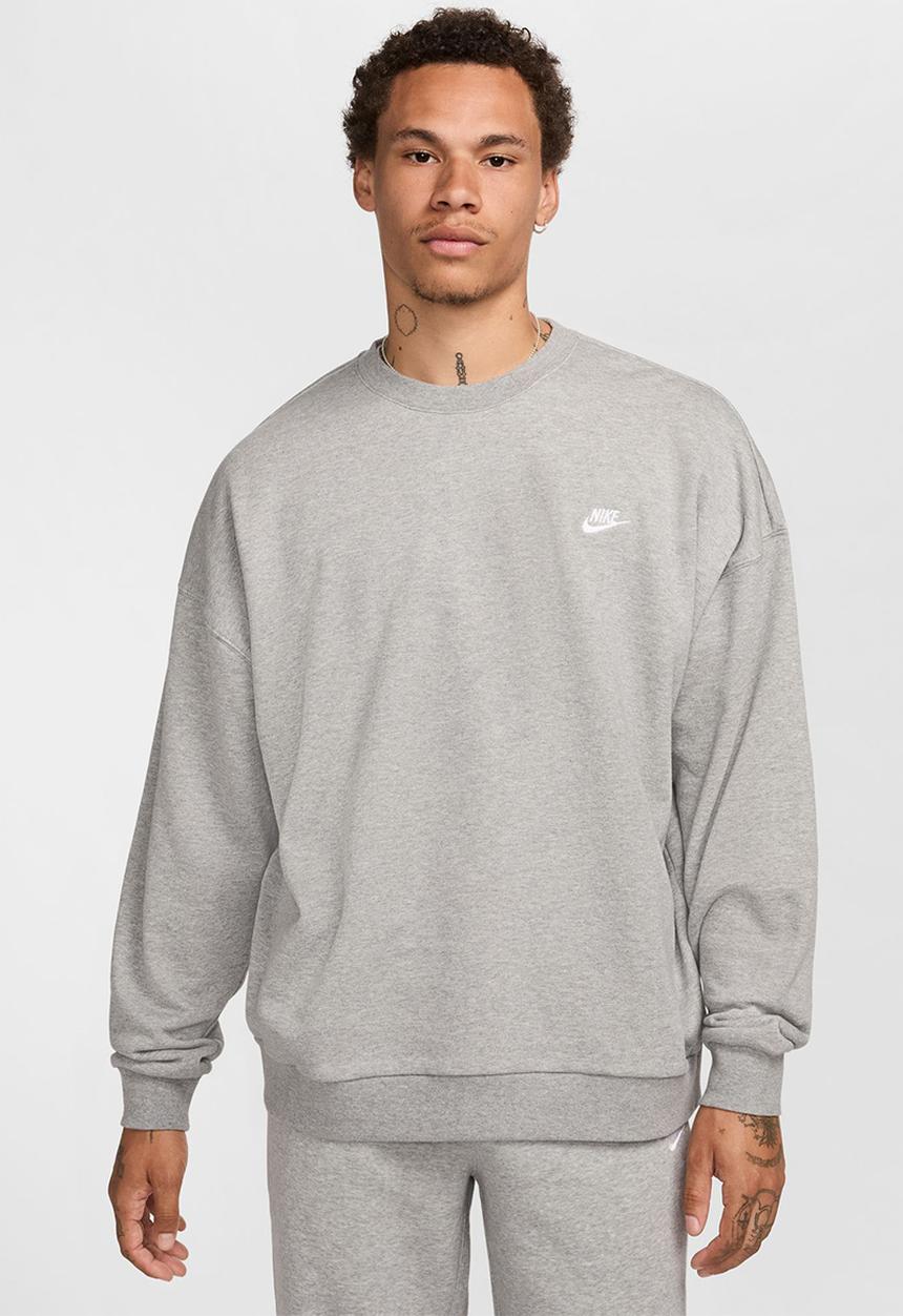 Nike - Nike Club Fleece Oversized French Terry Crew  - dk grey heather/smoke