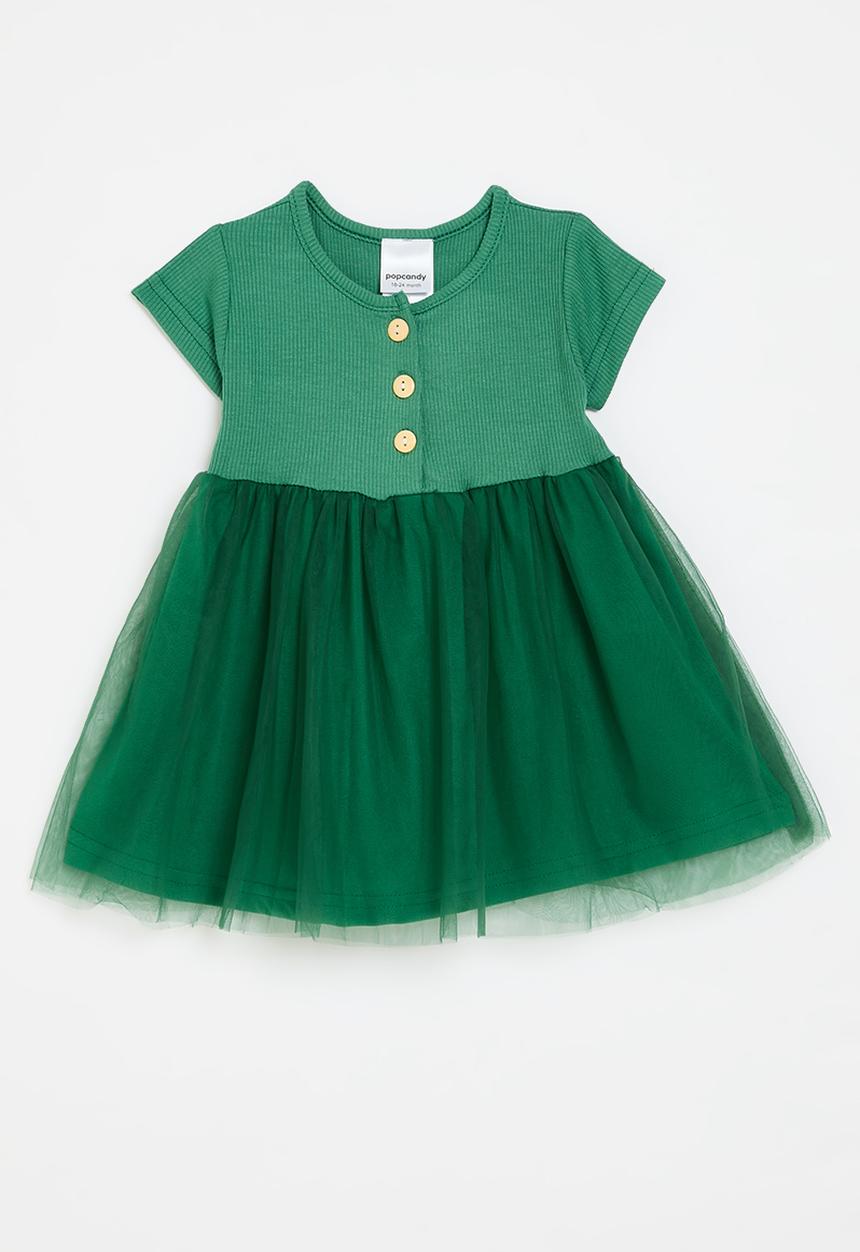 Pop Candy - Button down mesh dress-green