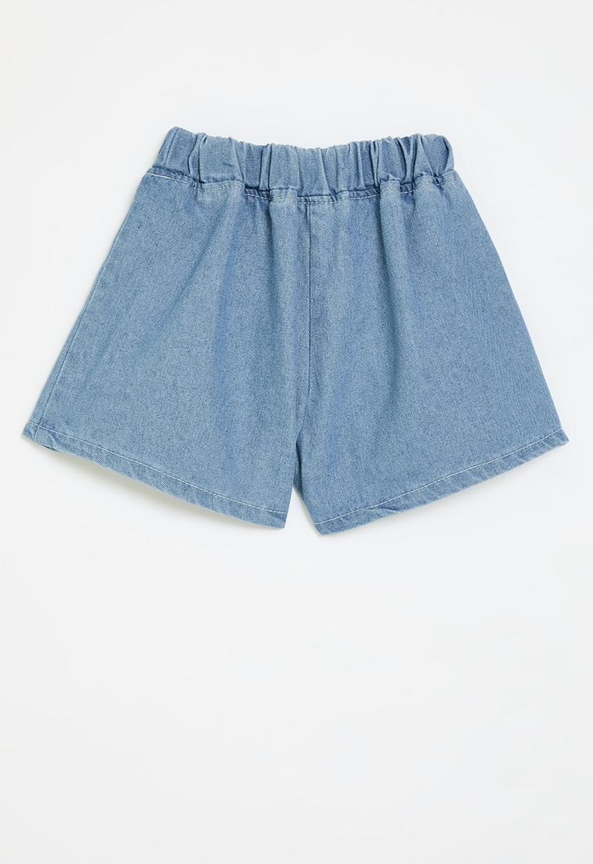 Pop Candy - Wide leg denim shorts-light blue