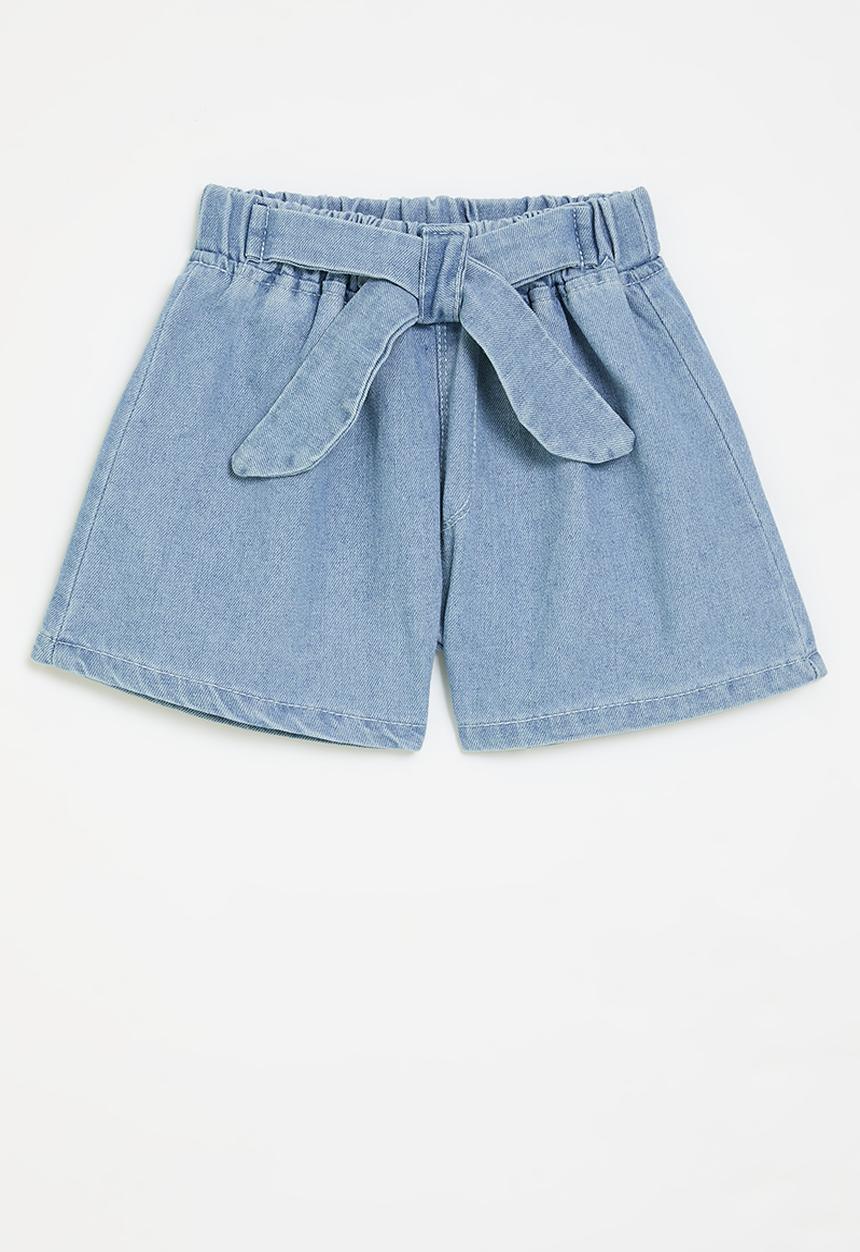 Pop Candy - Bowknot denim shorts-light blue