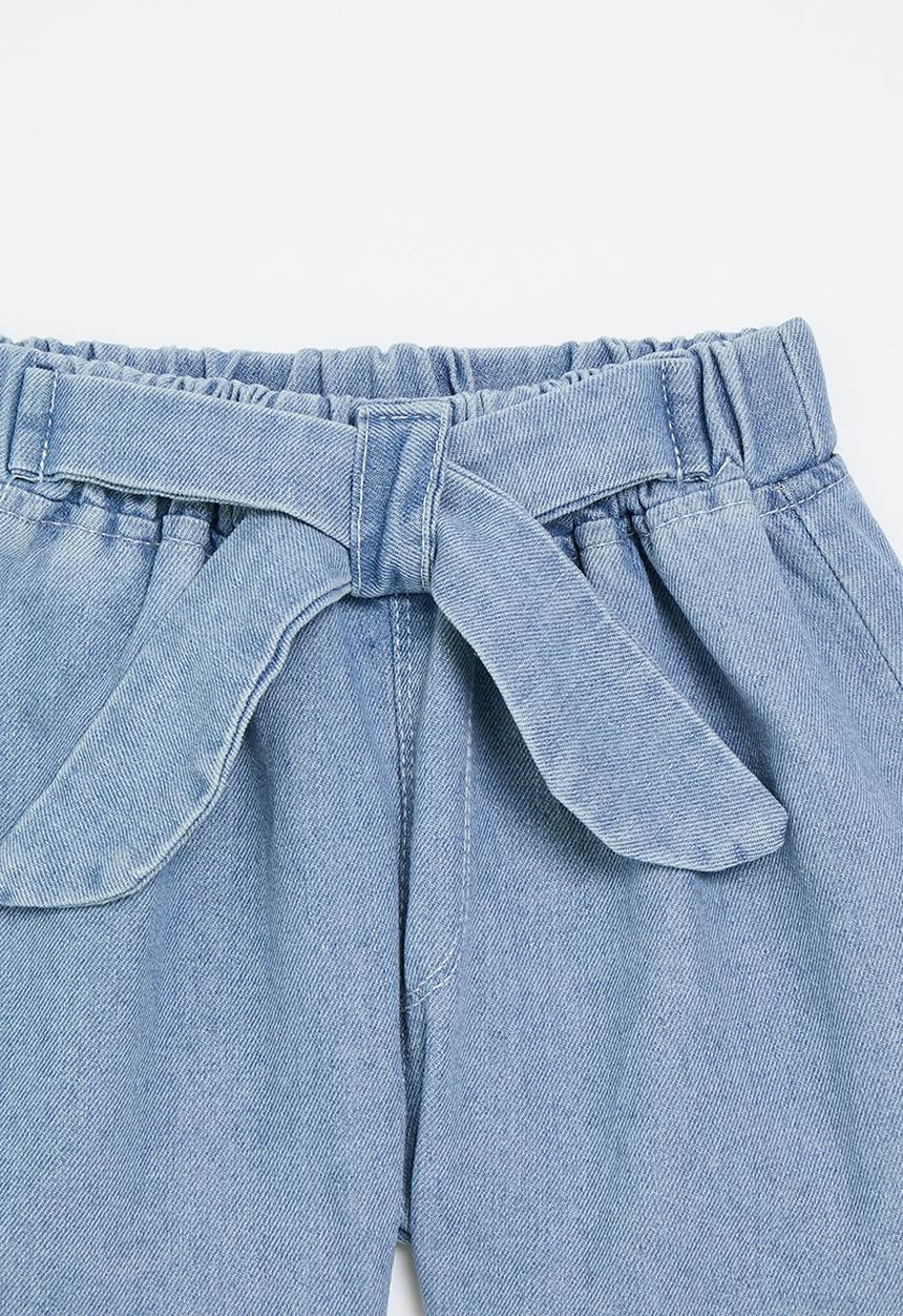 Pop Candy - Bowknot denim shorts-light blue