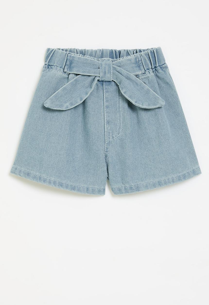 Pop Candy - Bowknot denim shorts-light blue