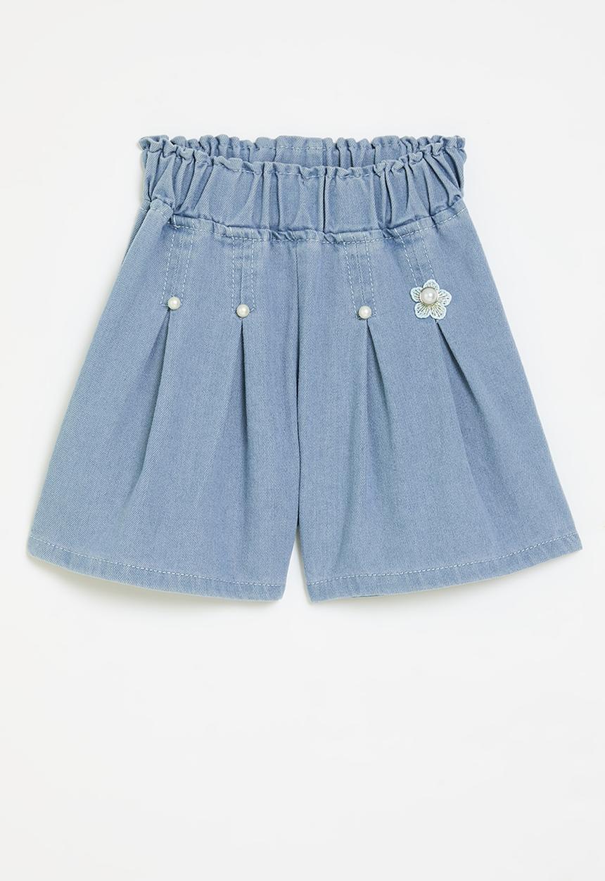 Pop Candy - Pleated shorts-light blue