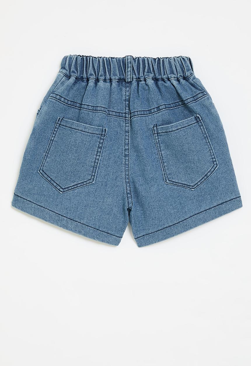 Pop Candy - Denim button down skort-stonewash