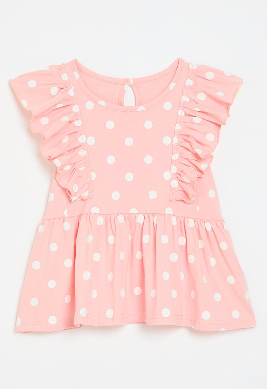 Pop Candy - Polka dot frilled top - pink
