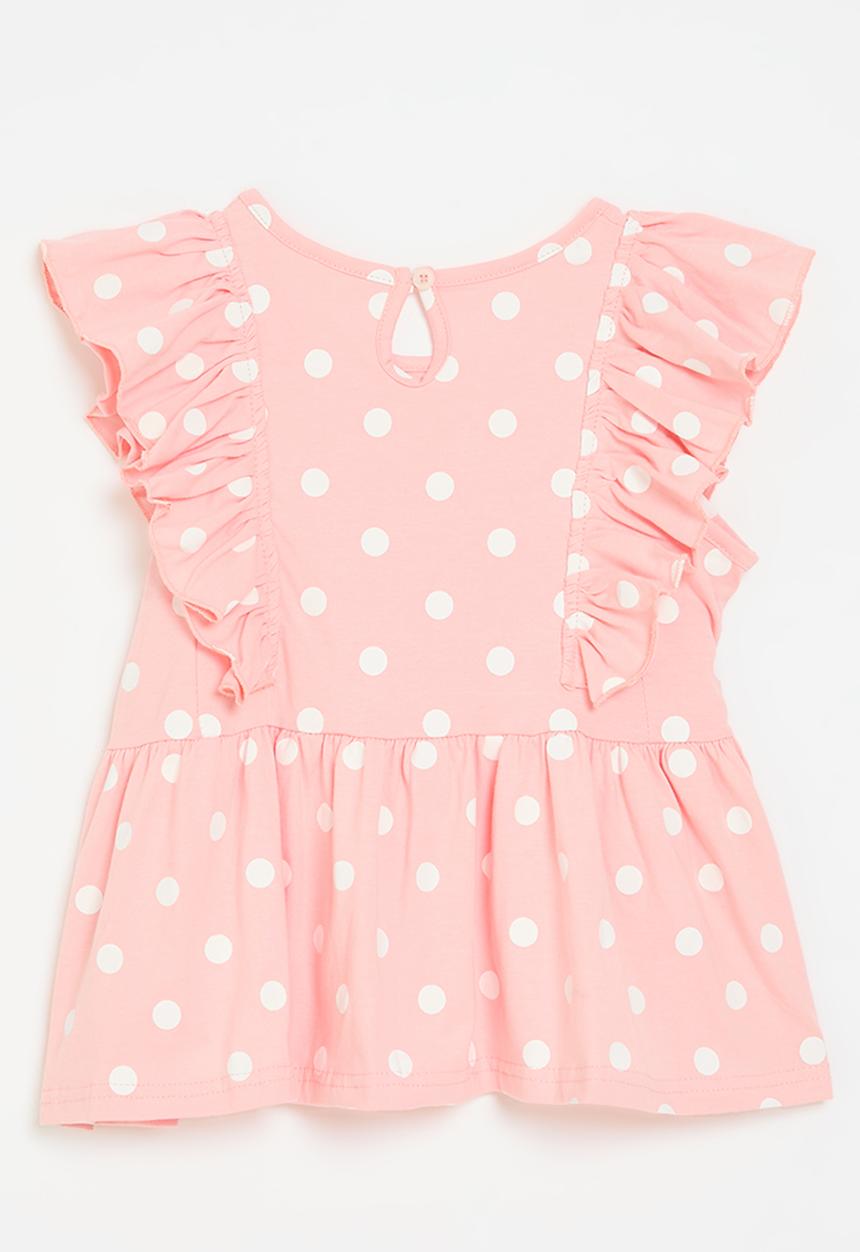 Pop Candy - Polka dot frilled top - pink