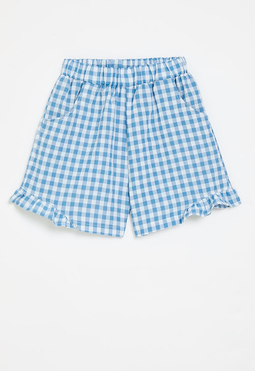 Pop Candy - Gingham shorts-blue & white