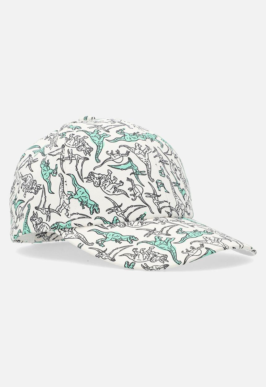 Pop Candy - Dino print cap - ecru & green