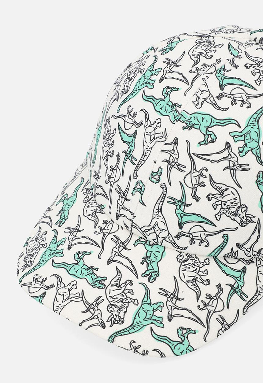 Pop Candy - Dino print cap - ecru & green