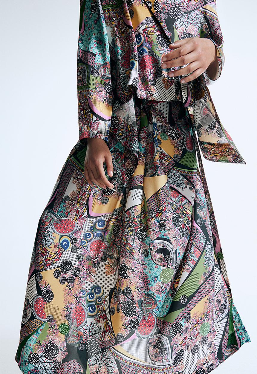 H&M - Anamika Khanna X H&M: Silk-blend pleated skirt - multi