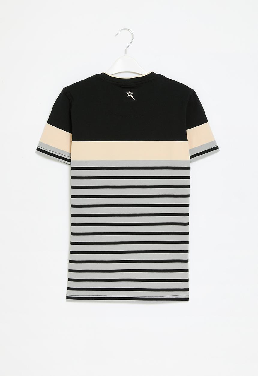 SOVIET - Boys v-neck y/dye stripe - black