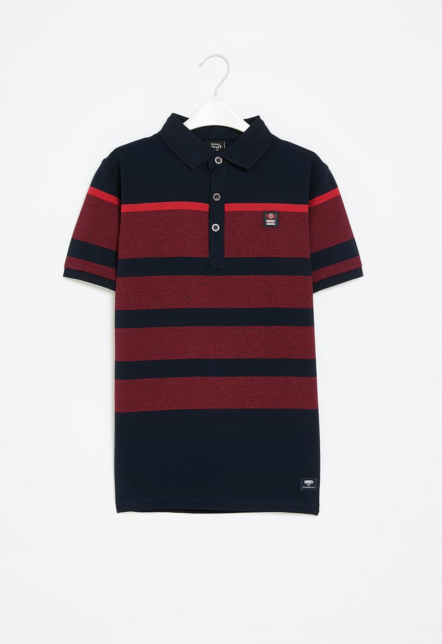 SOVIET - Boys y/dye stripe golfer - navy & red