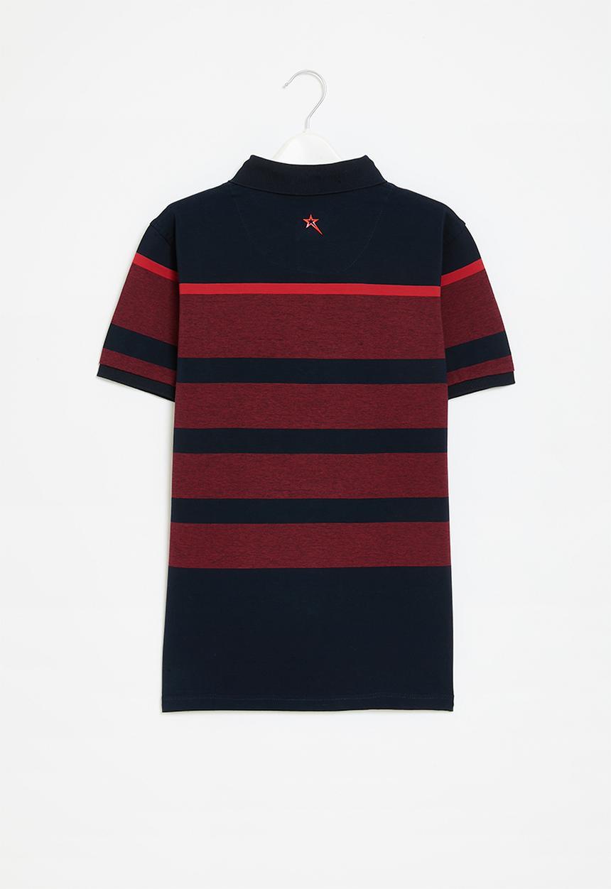 SOVIET - Boys y/dye stripe golfer - navy & red