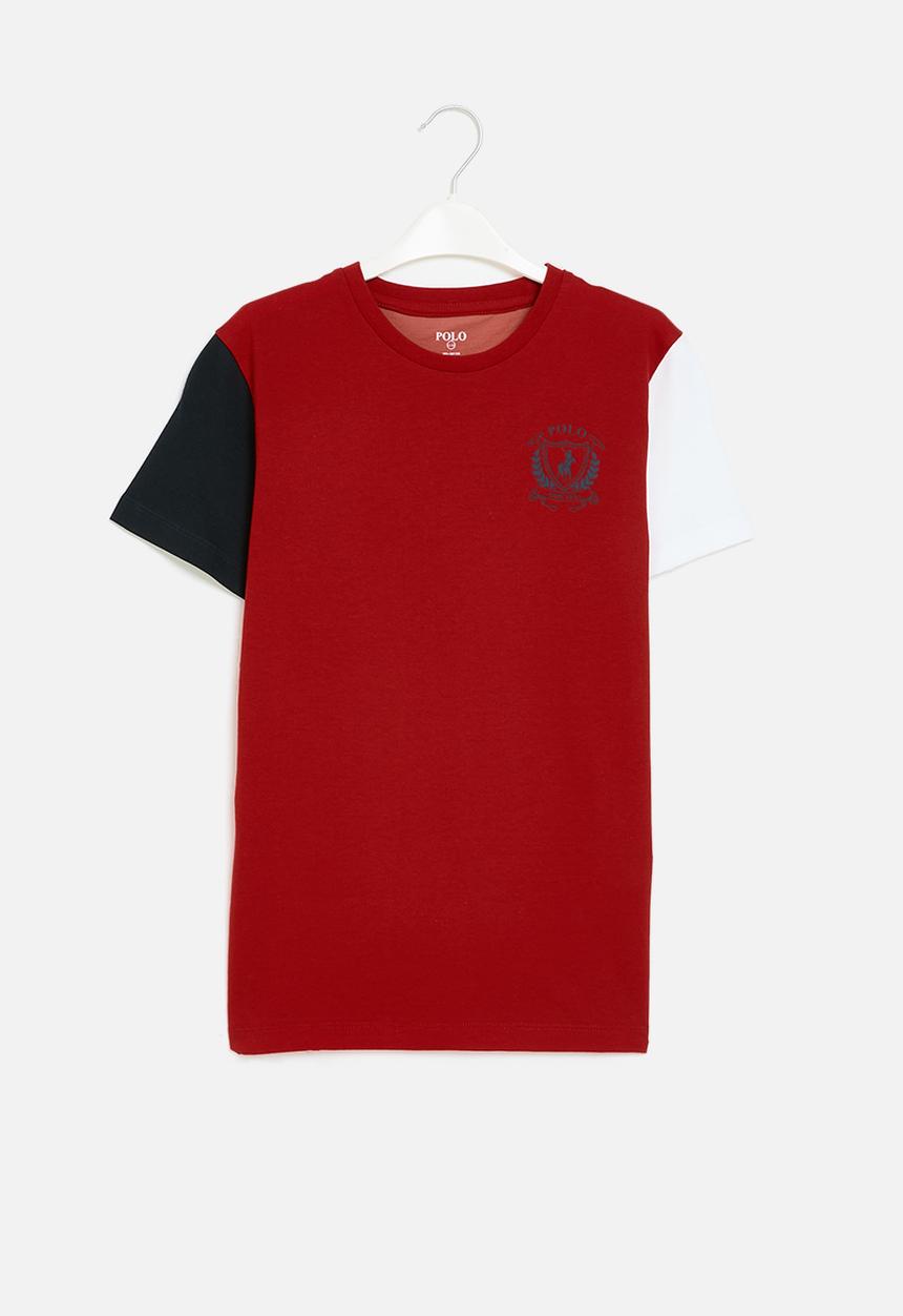 POLO - Boys tyler colour blocked tee - red