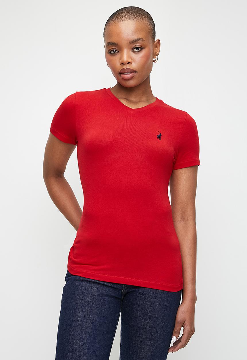 POLO - Wmn Kelly V-Neck T-Shirt - Red