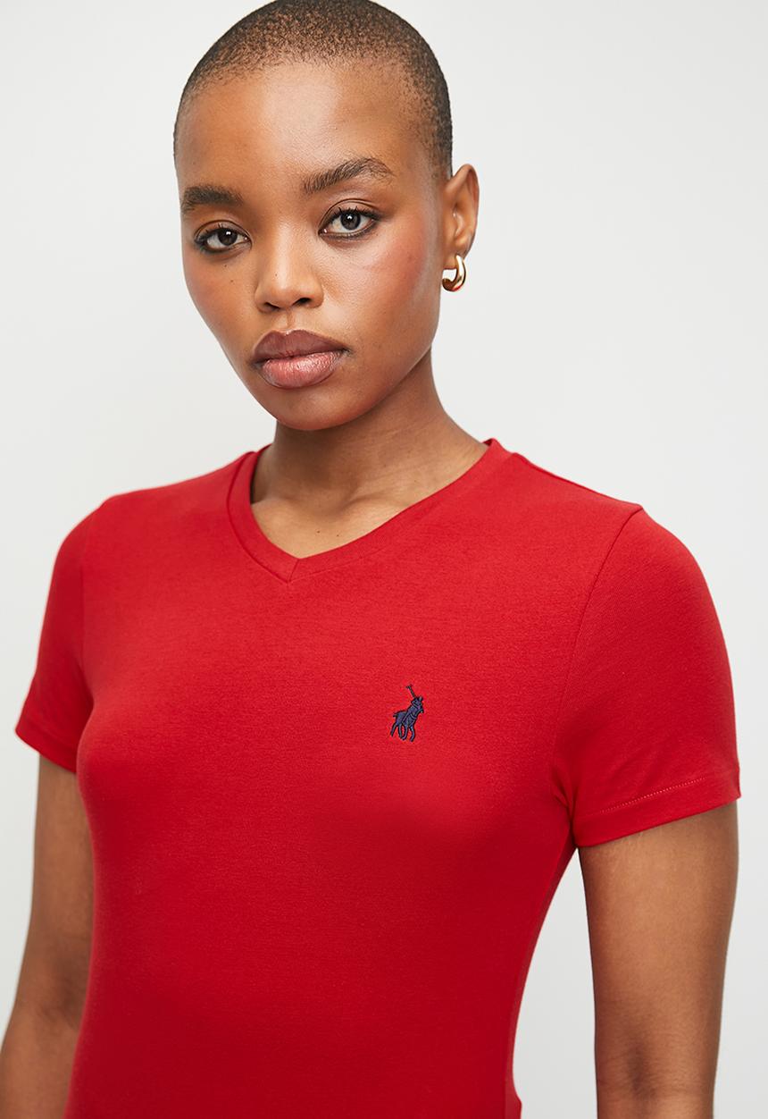 POLO - Wmn Kelly V-Neck T-Shirt - Red