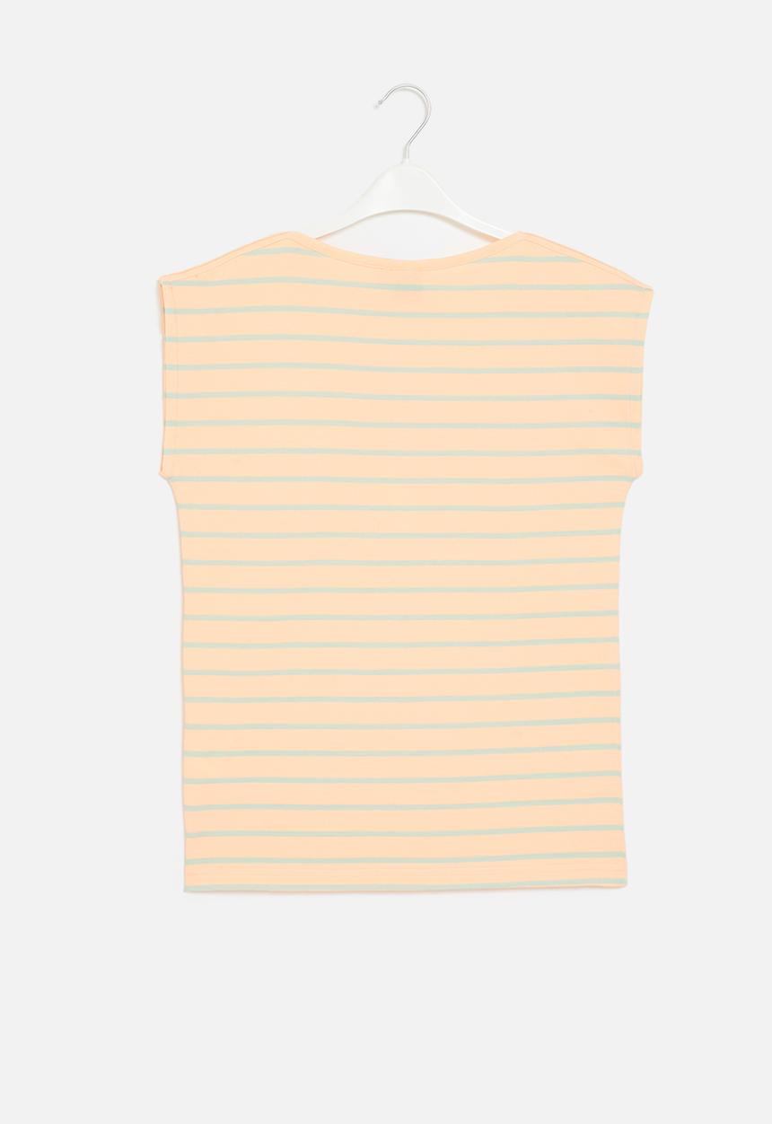 POLO - Girls jade striped tee - pale peach