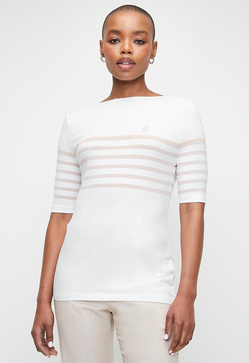 POLO - Wmn Ava Stripe Ms T-Shirt - Stone