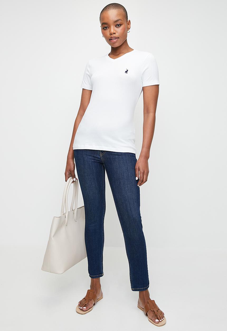 POLO - Wmn Kelly V-Neck T-Shirt - White