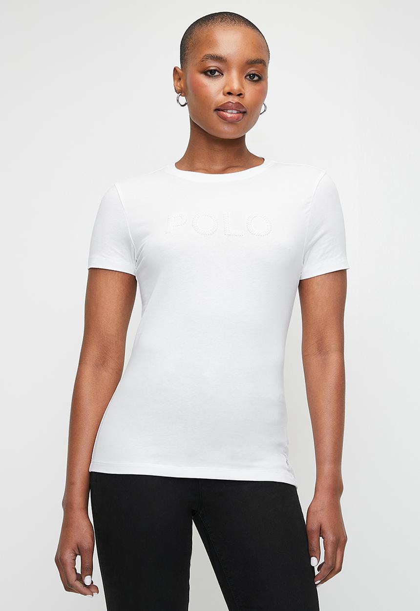 POLO - Wmn Addison Beaded Short Sleeve T-Shirt - White
