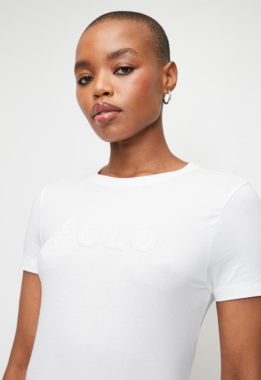 POLO - Wmn Addison Beaded Short Sleeve T-Shirt - White