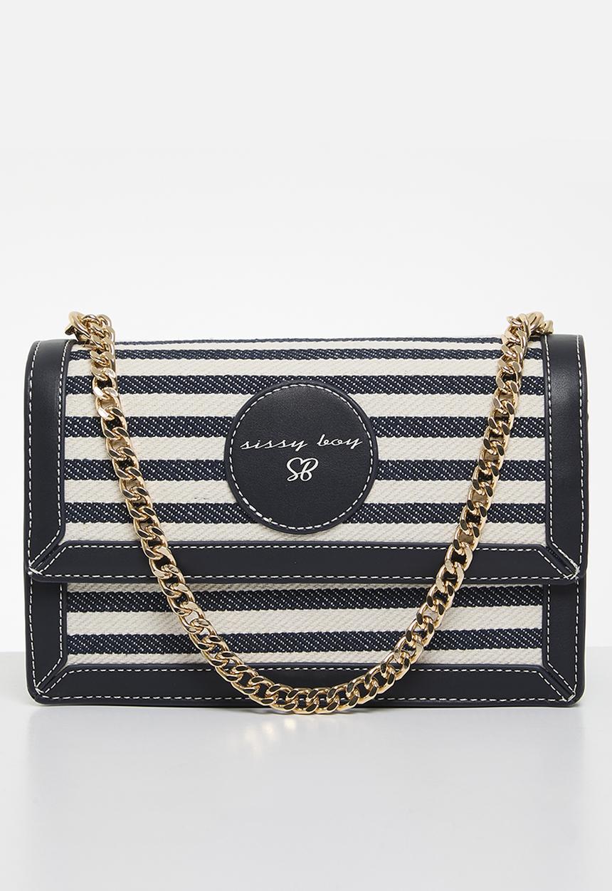 SISSY BOY - Striped Bag - Blue & Off White