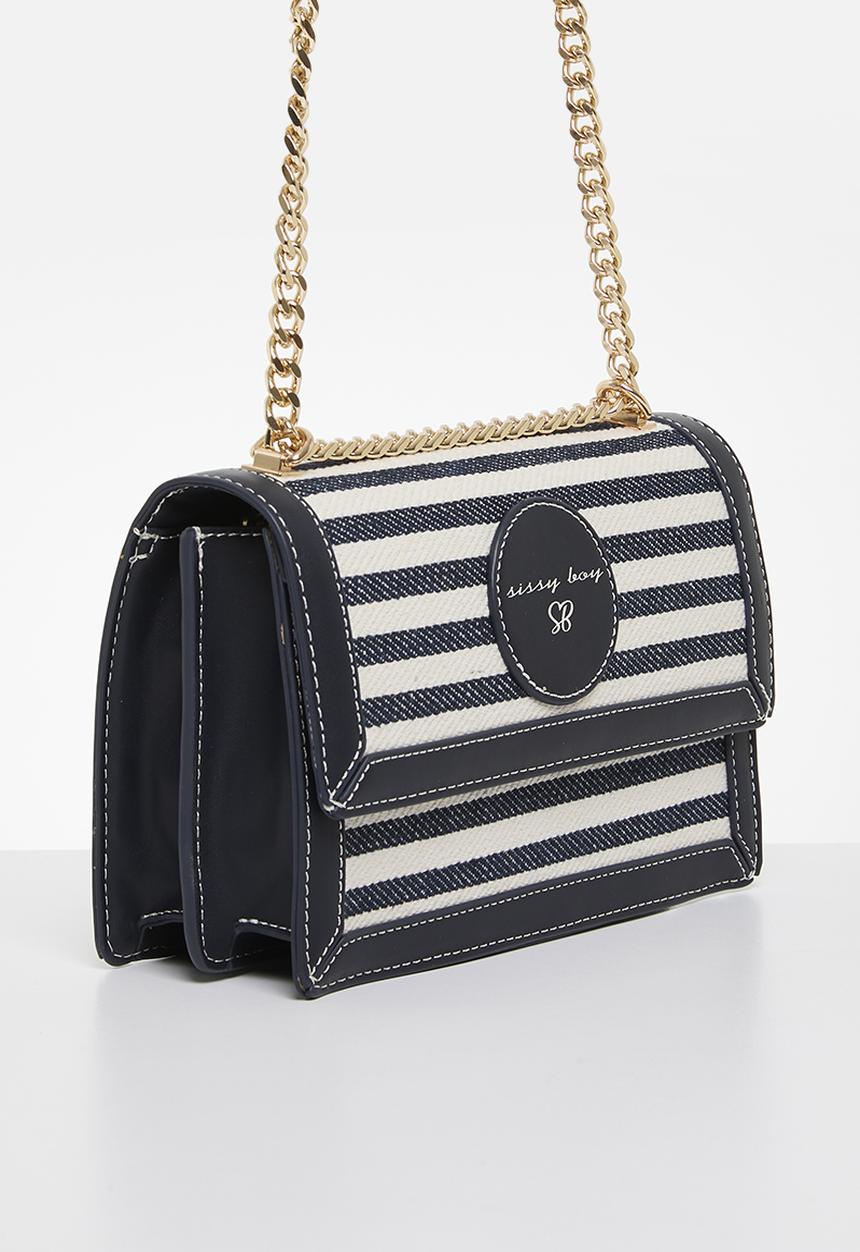SISSY BOY - Striped Bag - Blue & Off White