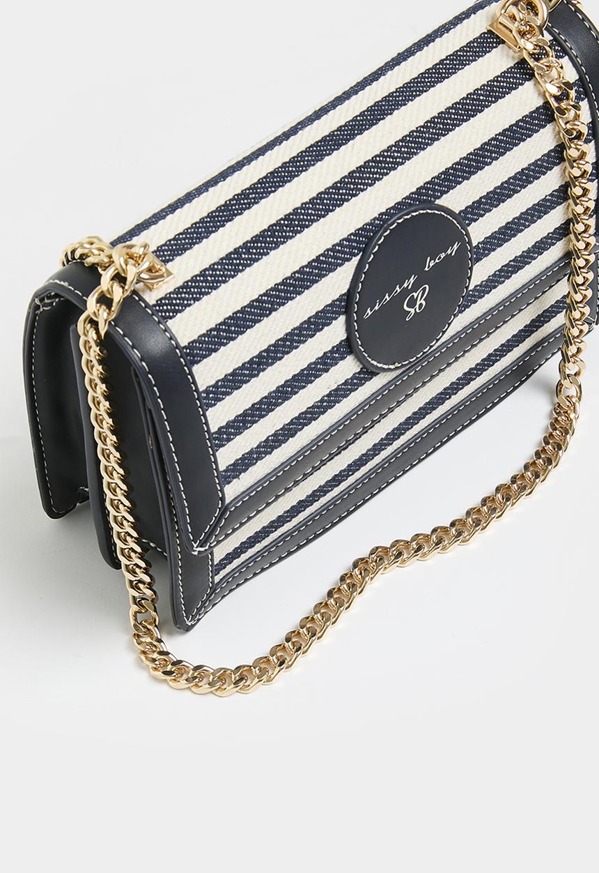 SISSY BOY - Striped Bag - Blue & Off White