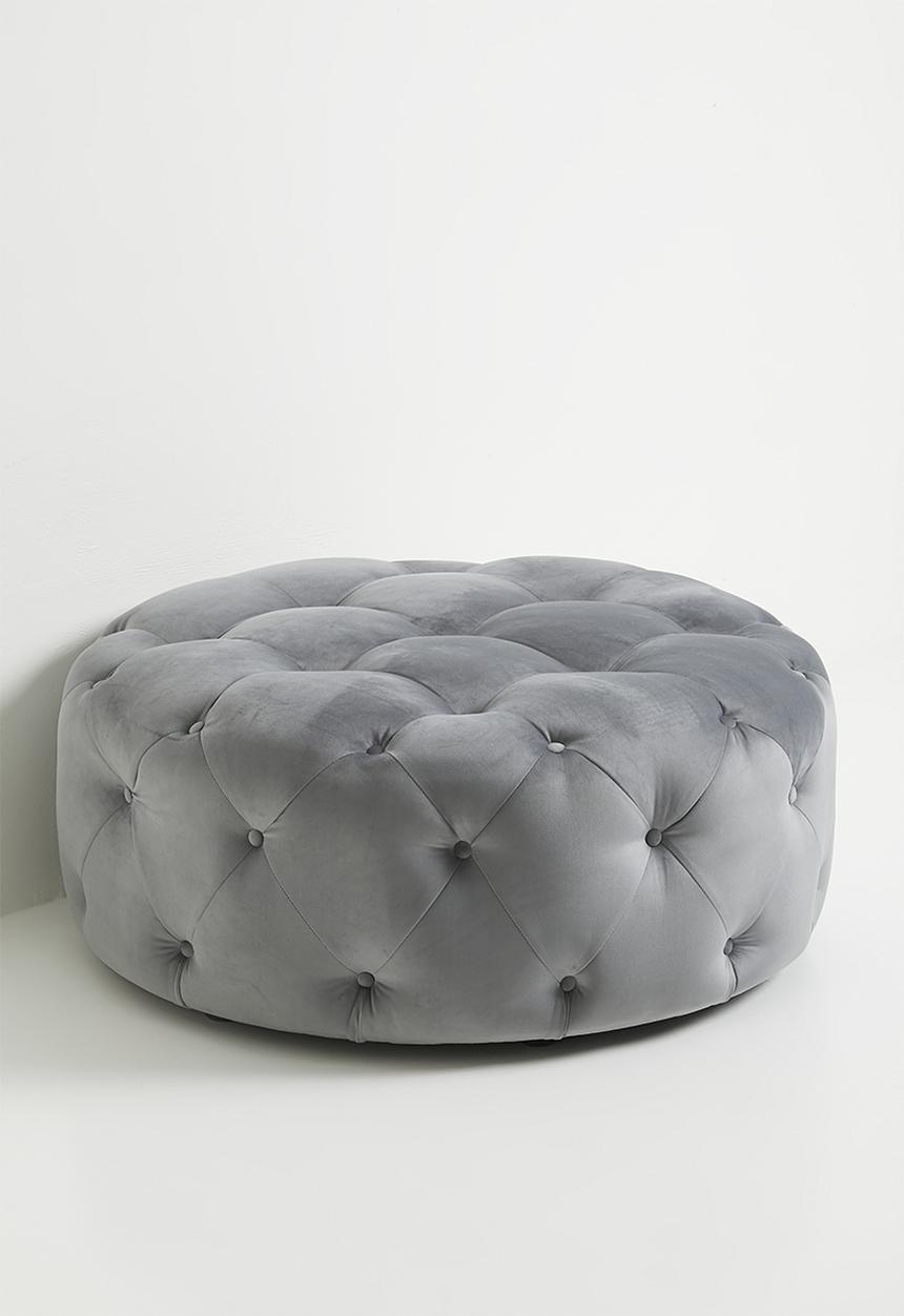 Sixth Floor - Molesy ottoman - grey velvet