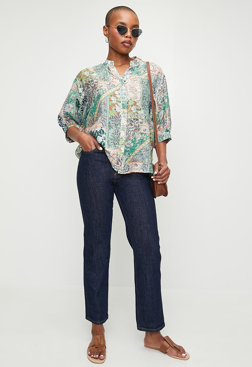 Stella Morgan - Ditsy Printed 3/4 Sleeve Shirt - Multi Green