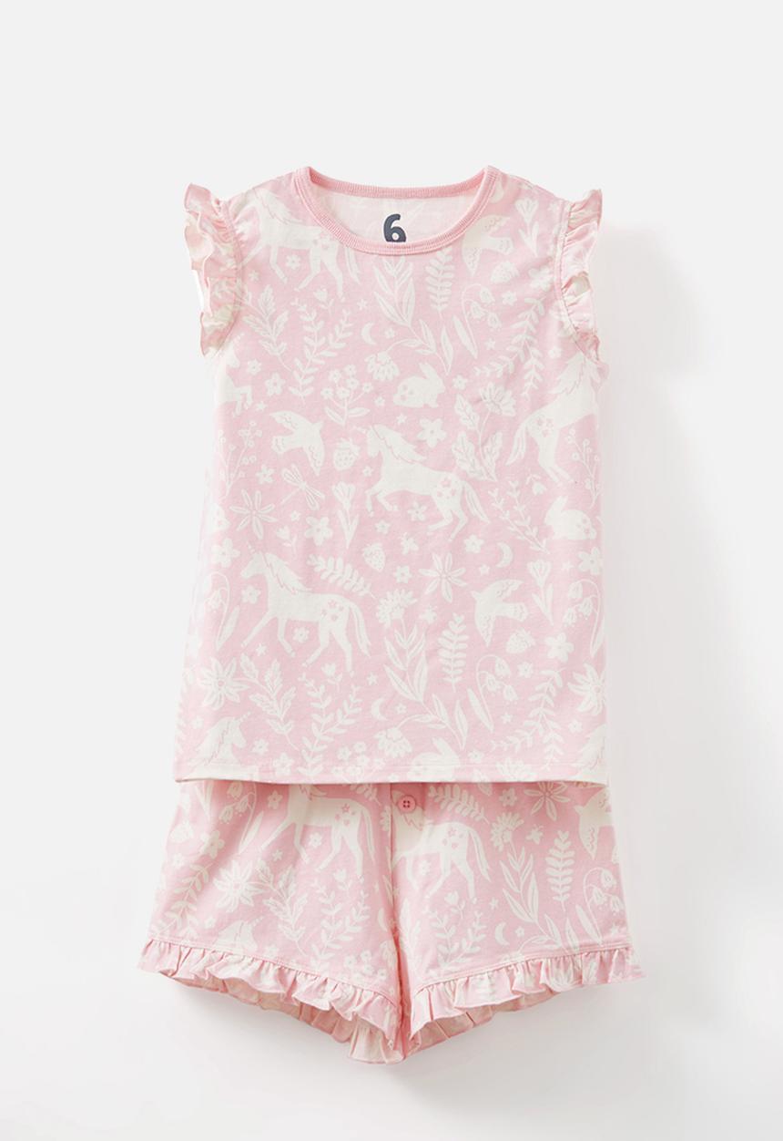 Cotton On - Stacey short sleeve flutter pyjama set - blush pink/ unicorn fields