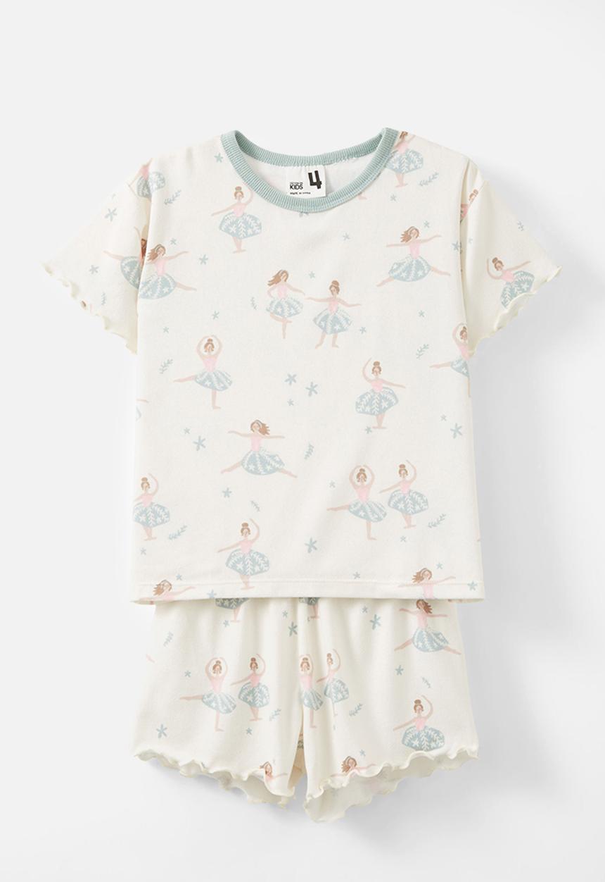 Cotton On - Dani short sleeve pyjama set - dark vanilla/ballet dancers