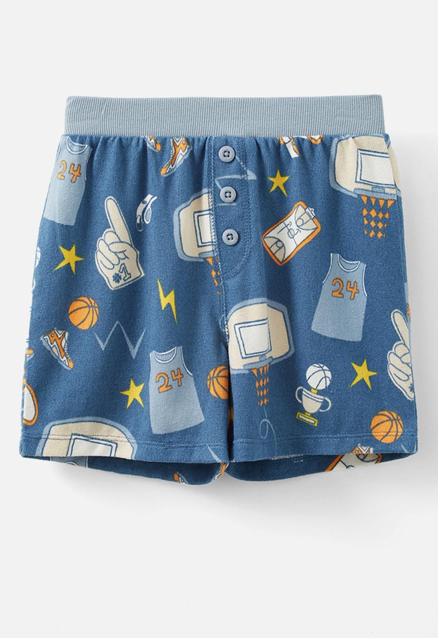 Cotton On - Damon short sleeve pyjama set - petty blue/ basketball elements