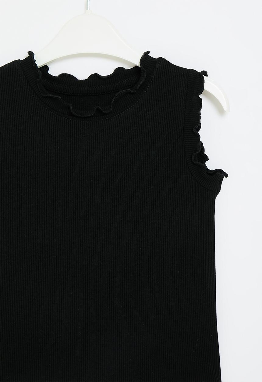 Pop Candy - Frilled top - black