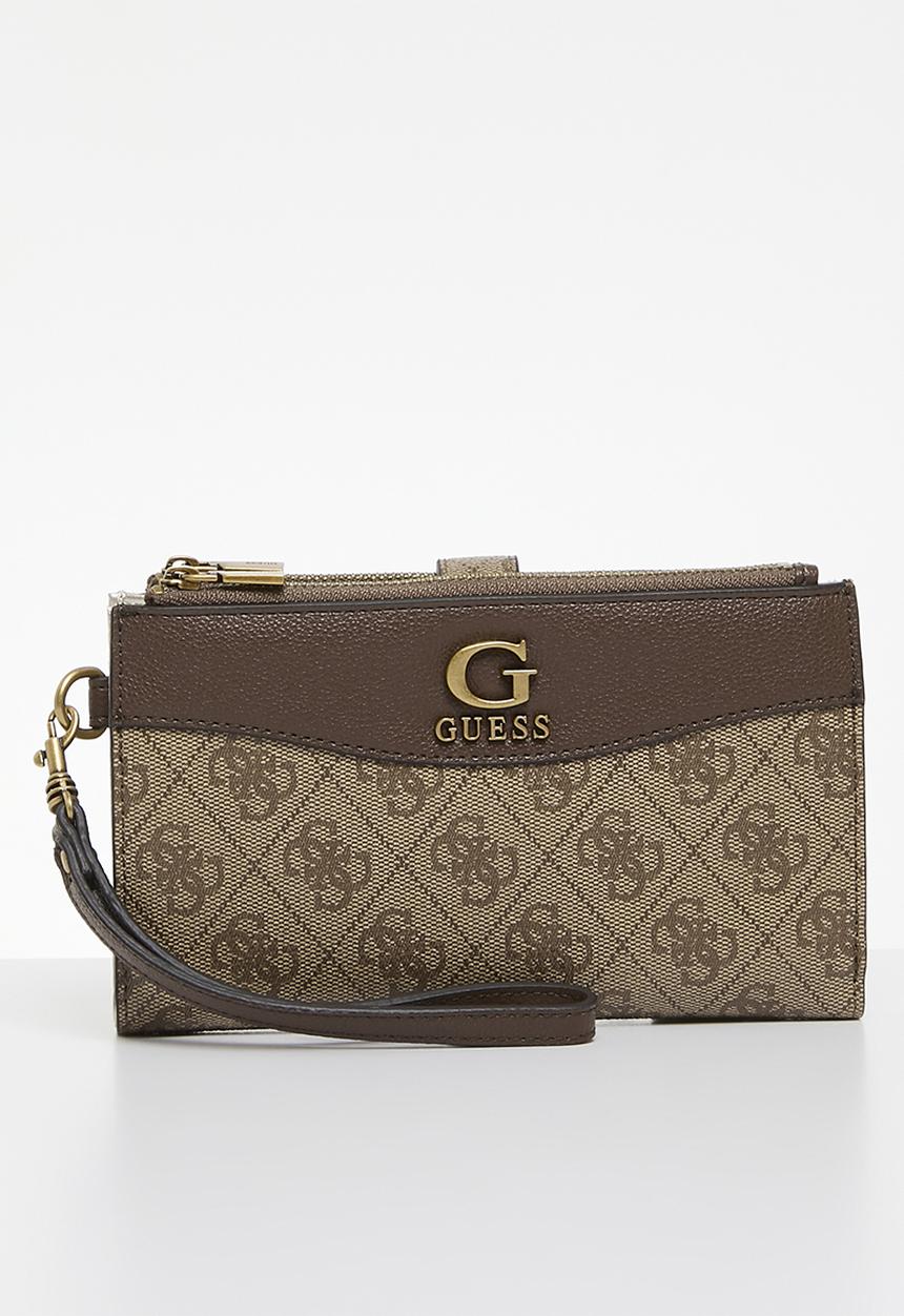 GUESS - Nell logo slg bdl zip organiser purse- latte/dark brown