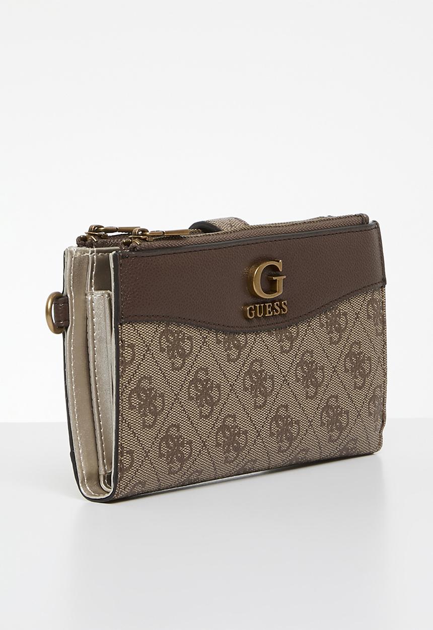 GUESS - Nell logo slg bdl zip organiser purse- latte/dark brown