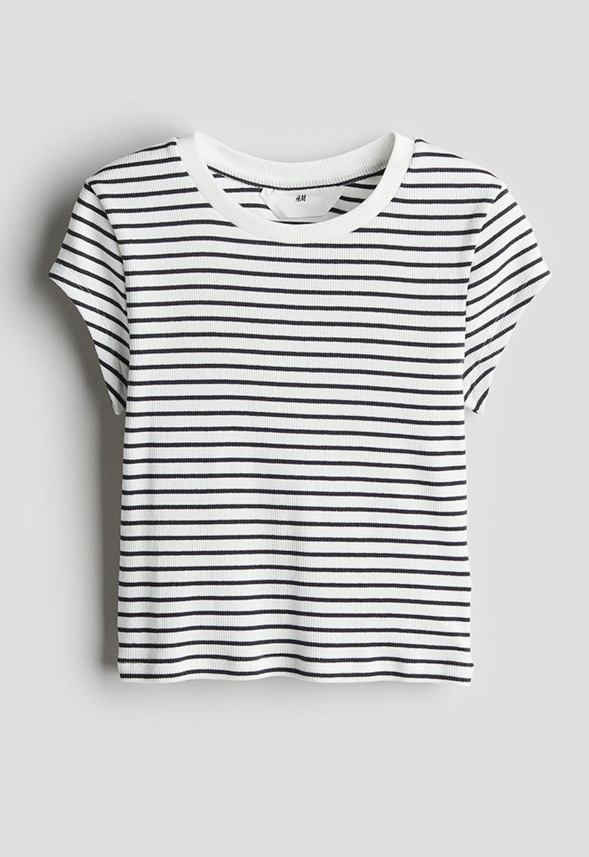 H&M - Ribbed t-shirt - white striped
