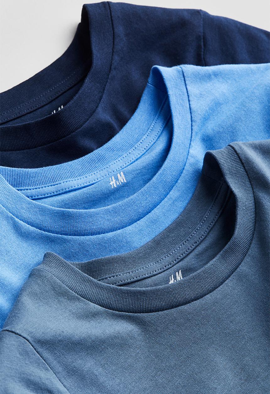 H&M - 3-Pack t-shirts - light blue & navy blue