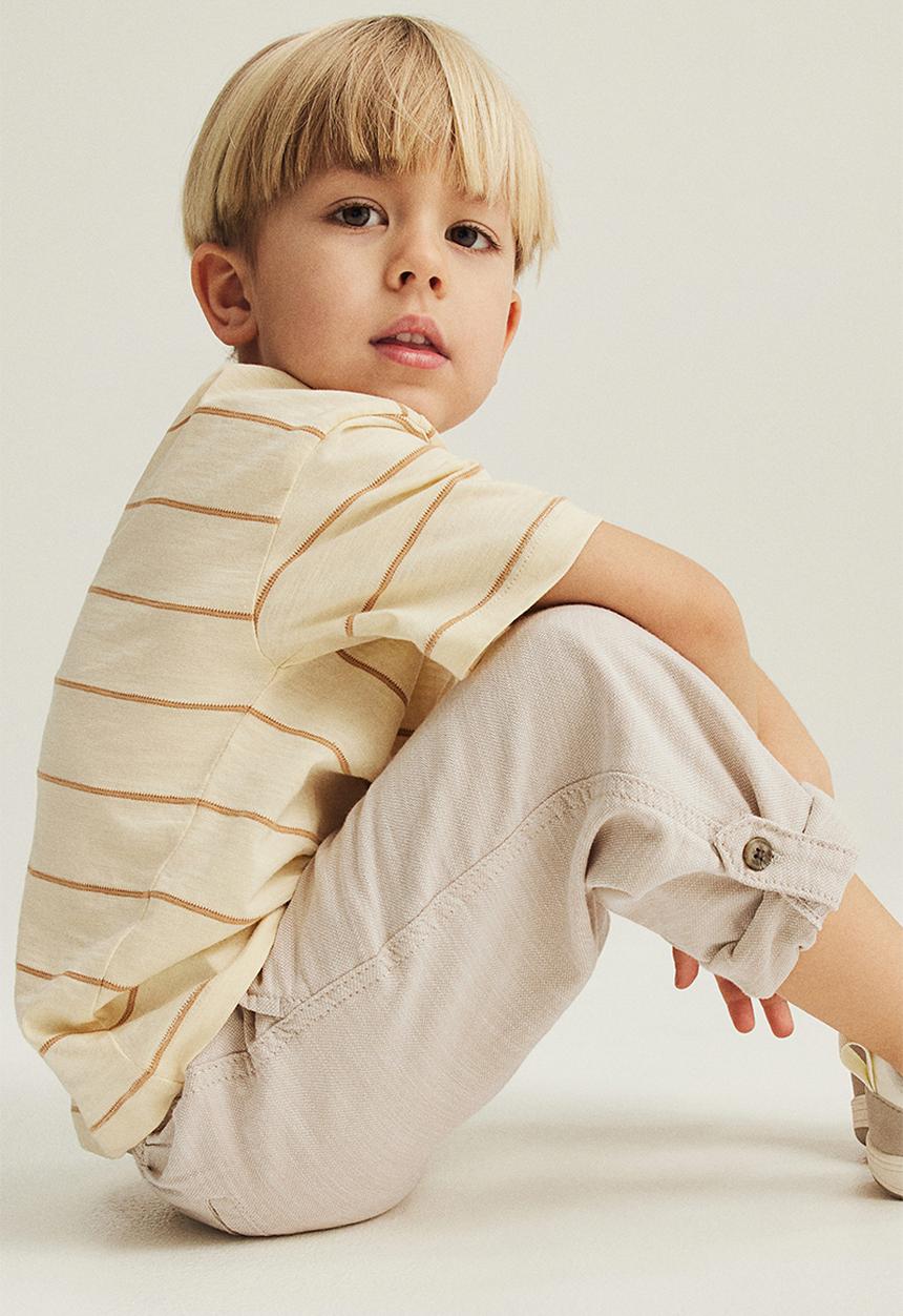 H&M - Loose fit roll-up trousers - light beige