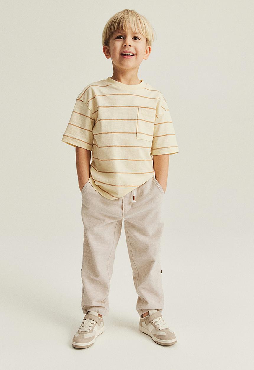 H&M - Loose fit roll-up trousers - light beige